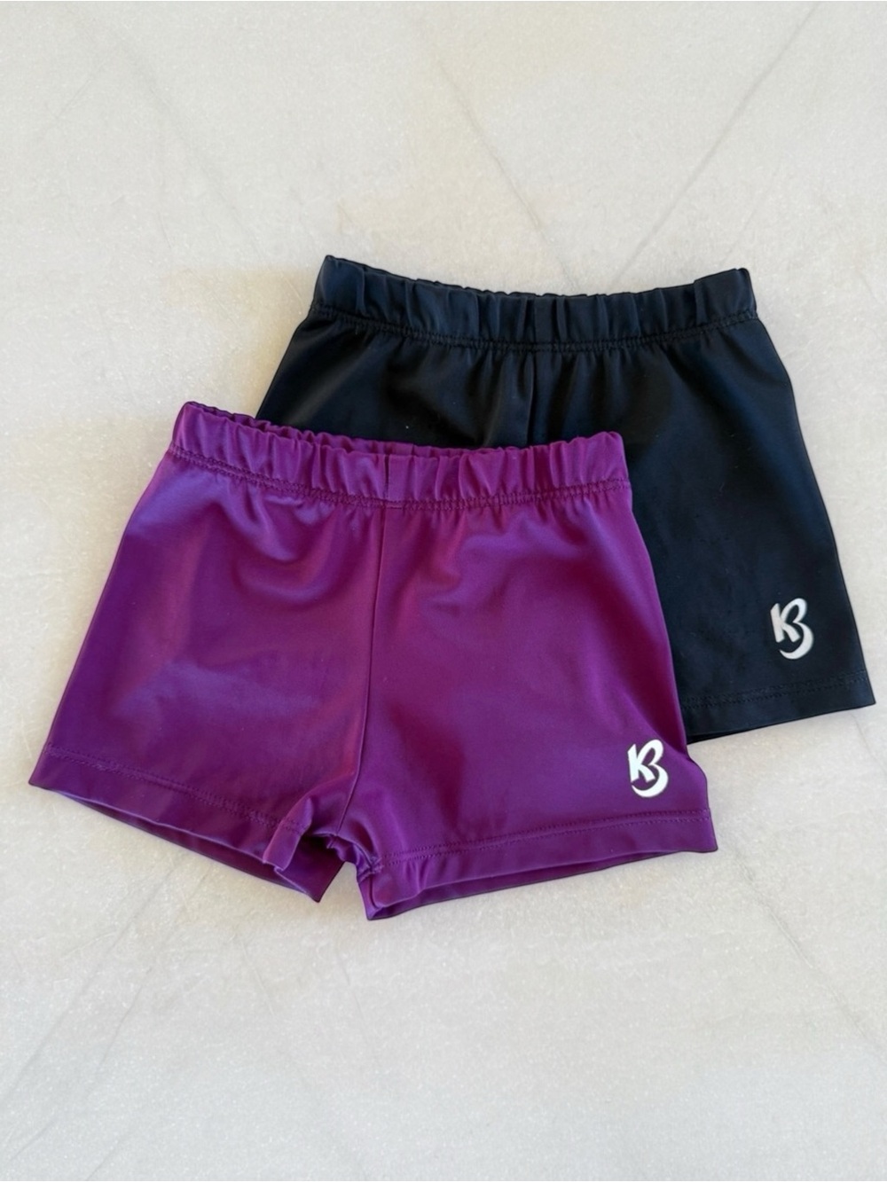 Bee Leotards Girls Dance Gym Shorts Set of 2 Size 3 | Black & Purple Made in USA